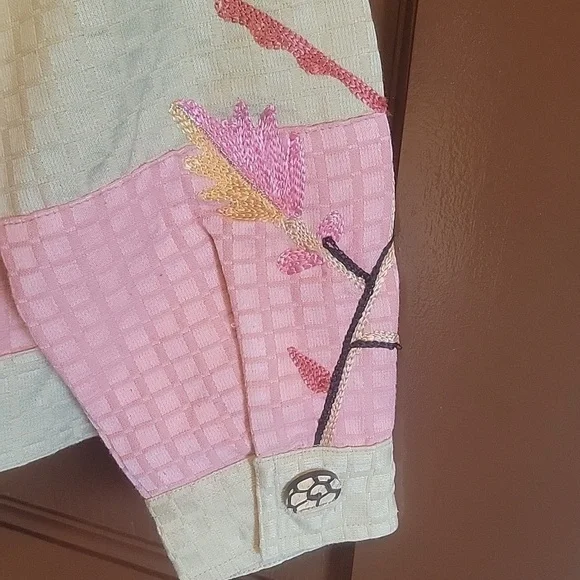 Alex Kim-Pink,bge,green jkt. with embroidered flowers and patchwork. Size M. NWT - Picture 10 of 12